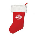 15" Plush Christmas Stocking w/ White Trim w/ Custom Direct Screen Printed Imprint